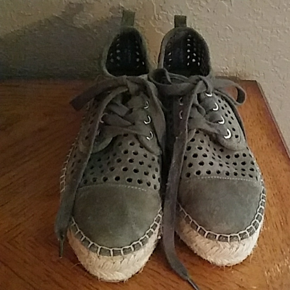 Suede lace up espadrilles